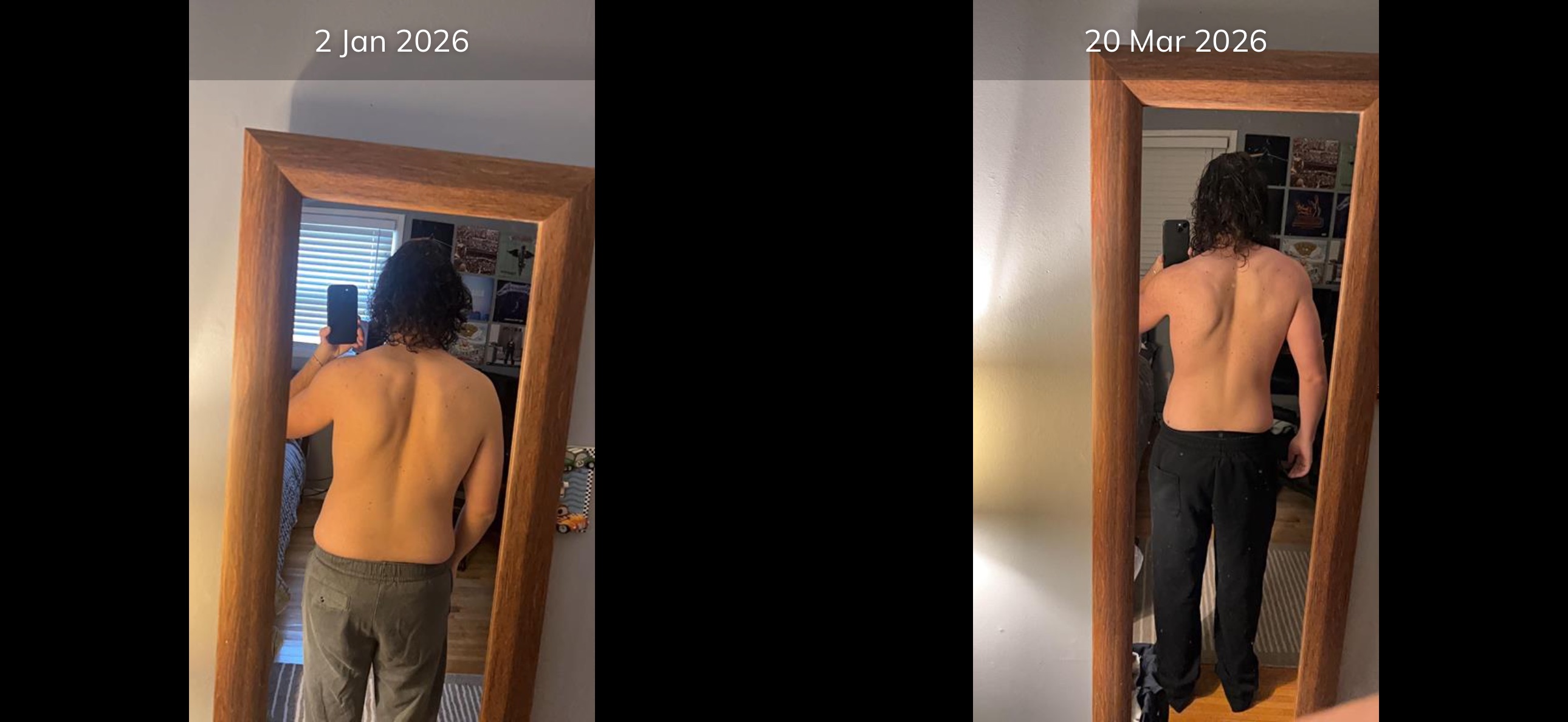 Client — back view Jan to Mar 2026, down 20 pounds